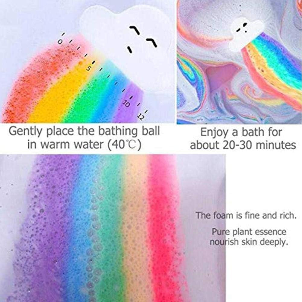 Rainbow Bath Bombs, Handmade Cloud Fizzy Spa Bath Bombs with Skin Moisturizing Ingredients, Bubble Bath Bombs Gift Set for Kids and Women