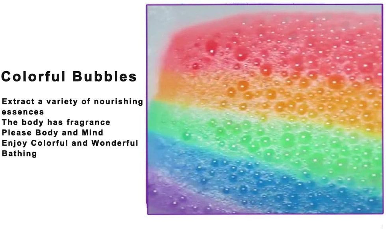 Rainbow Bath Bombs, Handmade Cloud Fizzy Spa Bath Bombs with Skin Moisturizing Ingredients, Bubble Bath Bombs Gift Set for Kids and Women