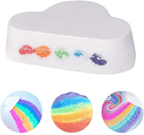 Rainbow Bath Bombs, Handmade Cloud Fizzy Spa Bath Bombs with Skin Moisturizing Ingredients, Bubble Bath Bombs Gift Set for Kids and Women